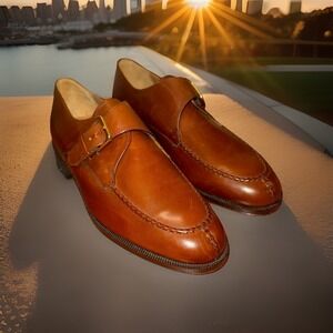 New Paolo De Marco Men's Handmade Leather Split Toe Buckle Shoes Size 8 M